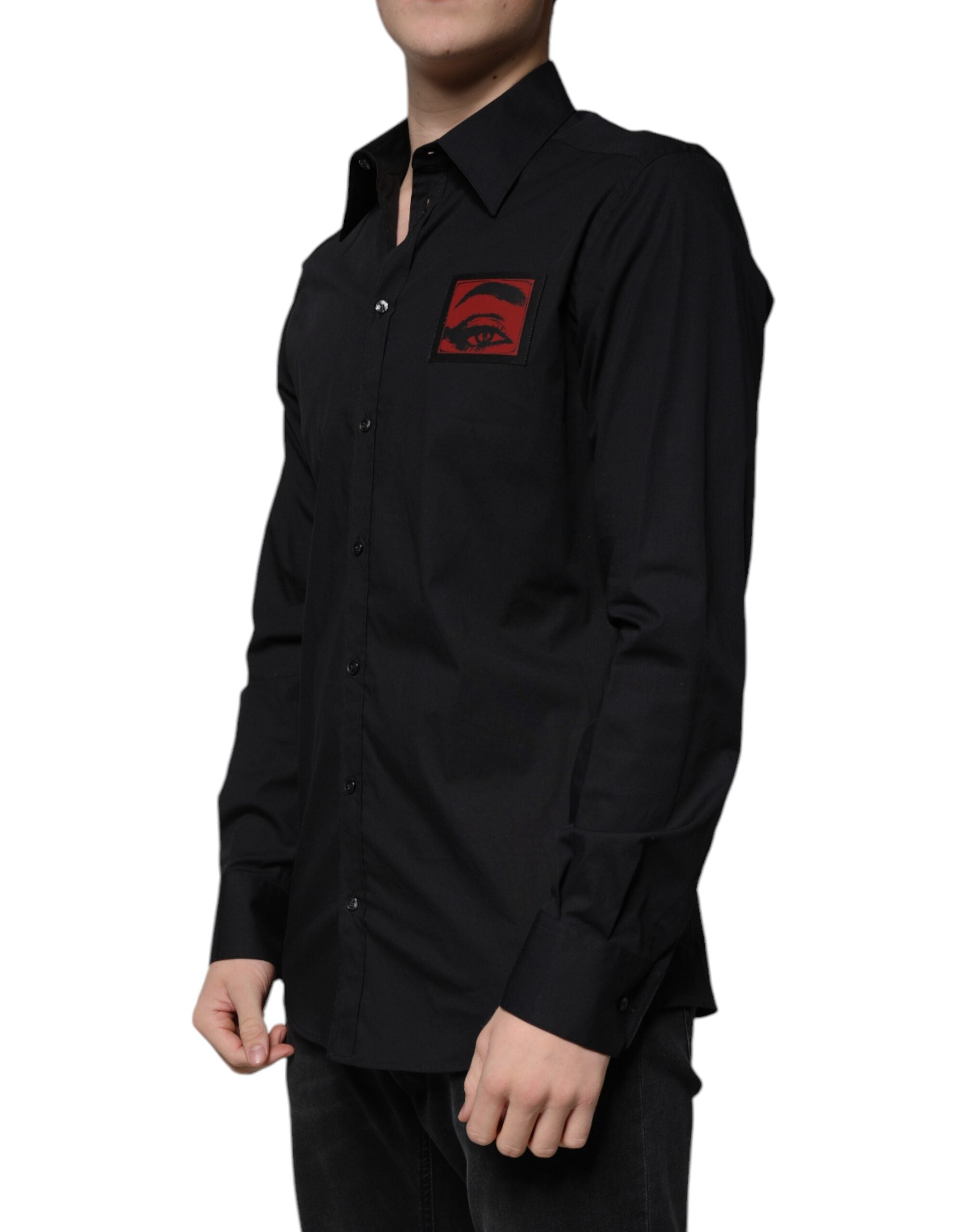 Dolce & Gabbana Black long-sleeved GOLD shirt with eye patch